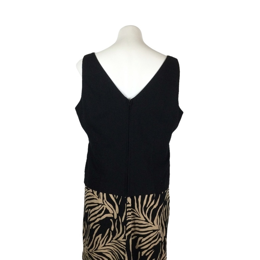 Courtenay‎ Linen Blend Black Tan Leaf/Zebra Print Belted Women Dress Size 14 P - Picture 6 of 12